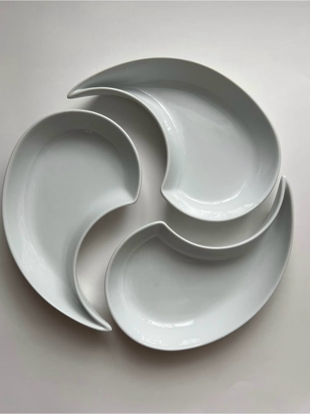 White Crescent Serving Bowl Set of 3